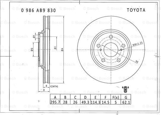 BOSCH 0 986 AB9 830 - Тормозной диск www.autospares.lv