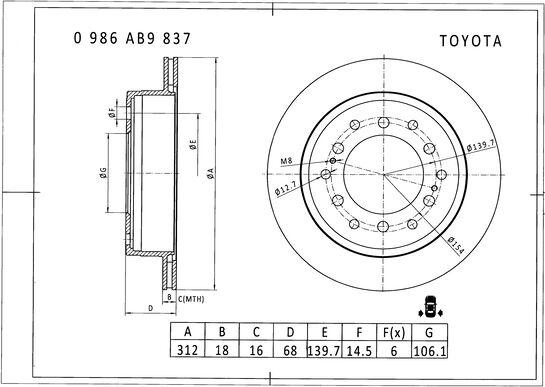 BOSCH 0 986 AB9 837 - Bremžu diski www.autospares.lv