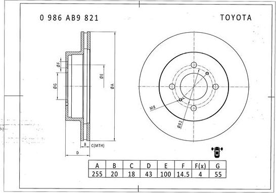 BOSCH 0 986 AB9 821 - Bremžu diski www.autospares.lv