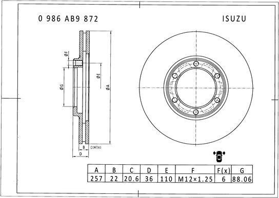 BOSCH 0 986 AB9 872 - Bremžu diski www.autospares.lv