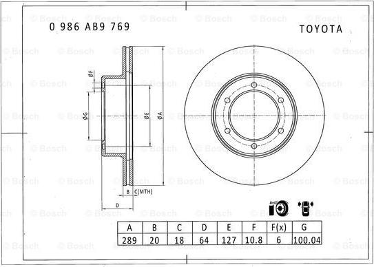 BOSCH 0 986 AB9 769 - Bremžu diski www.autospares.lv