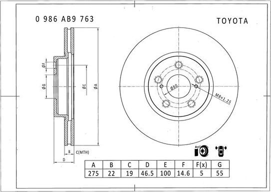 BOSCH 0 986 AB9 763 - Bremžu diski www.autospares.lv