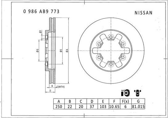 BOSCH 0 986 AB9 773 - Bremžu diski www.autospares.lv