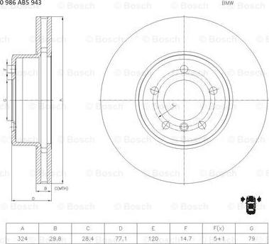 BOSCH 0 986 AB5 943 - Bremžu diski www.autospares.lv