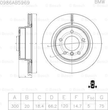 BOSCH 0 986 AB5 969 - Bremžu diski autospares.lv