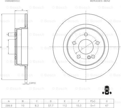 BOSCH 0 986 AB5 922 - Bremžu diski www.autospares.lv