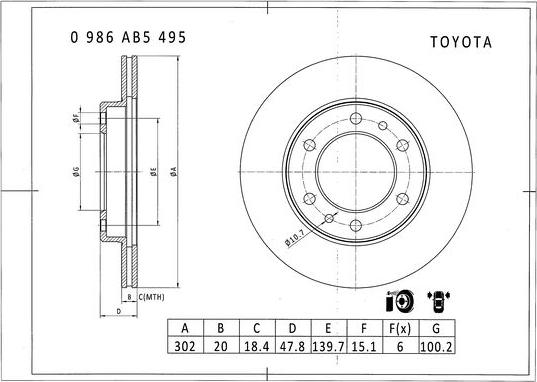 BOSCH 0 986 AB5 495 - Bremžu diski www.autospares.lv