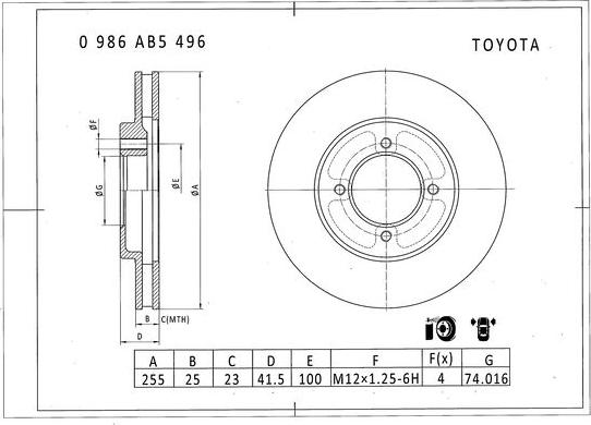 BOSCH 0 986 AB5 496 - Bremžu diski autospares.lv