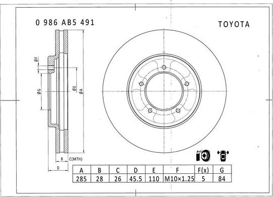 BOSCH 0 986 AB5 491 - Bremžu diski www.autospares.lv