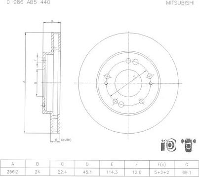 BOSCH 0 986 AB5 440 - Bremžu diski www.autospares.lv