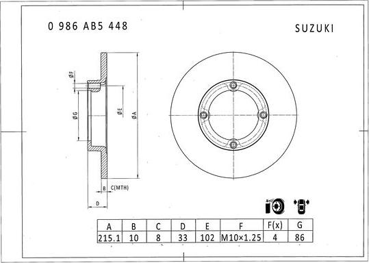 BOSCH 0 986 AB5 448 - Bremžu diski www.autospares.lv