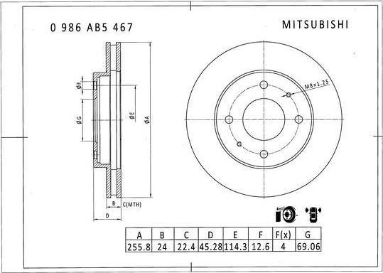 BOSCH 0 986 AB5 467 - Тормозной диск www.autospares.lv