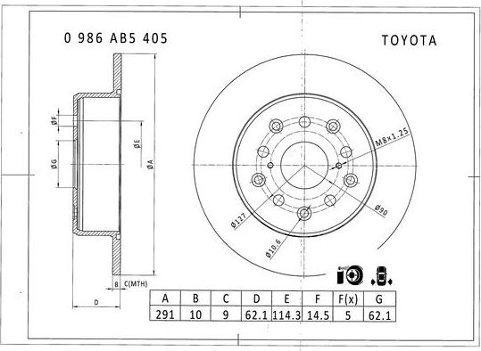 BOSCH 0 986 AB5 405 - Bremžu diski www.autospares.lv