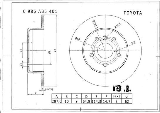 BOSCH 0 986 AB5 401 - Bremžu diski www.autospares.lv