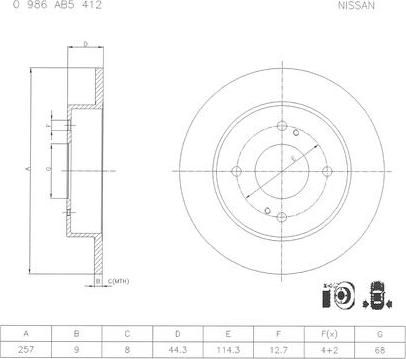 BOSCH 0 986 AB5 412 - Bremžu diski www.autospares.lv