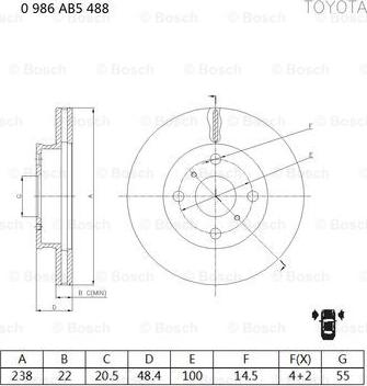 BOSCH 0 986 AB5 488 - Bremžu diski autospares.lv