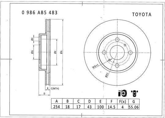 BOSCH 0 986 AB5 483 - Bremžu diski www.autospares.lv