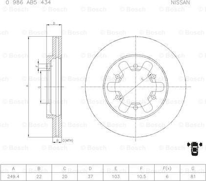 BOSCH 0 986 AB5 434 - Bremžu diski www.autospares.lv