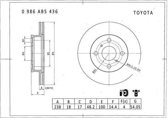 BOSCH 0 986 AB5 436 - Bremžu diski autospares.lv