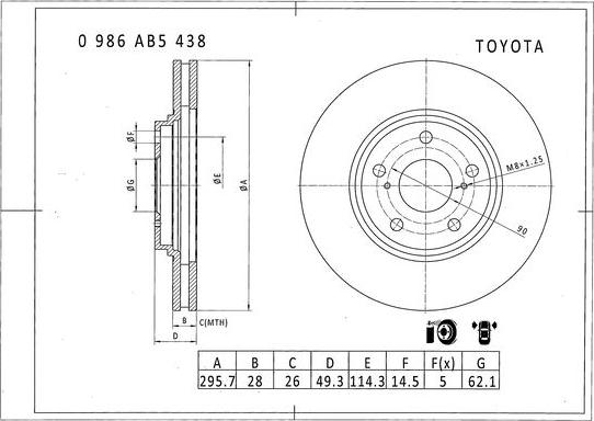 BOSCH 0 986 AB5 438 - Bremžu diski www.autospares.lv