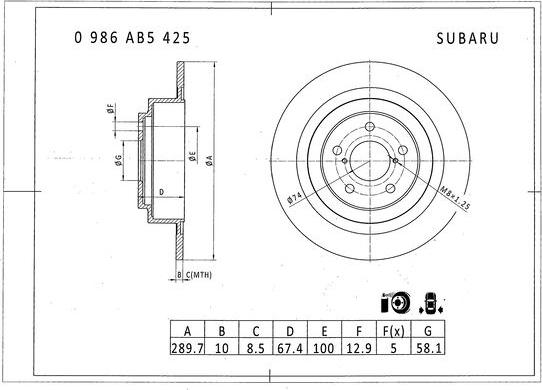 BOSCH 0 986 AB5 425 - Bremžu diski www.autospares.lv