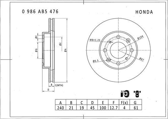 BOSCH 0 986 AB5 476 - Bremžu diski www.autospares.lv