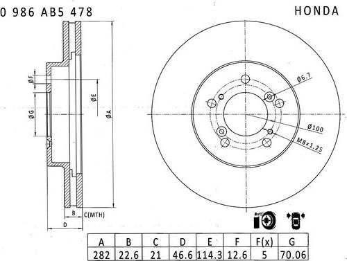 BOSCH 0 986 AB5 478 - Bremžu diski www.autospares.lv