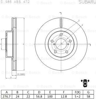 BOSCH 0 986 AB5 472 - Bremžu diski www.autospares.lv