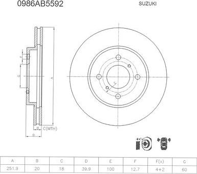 BOSCH 0 986 AB5 592 - Bremžu diski www.autospares.lv