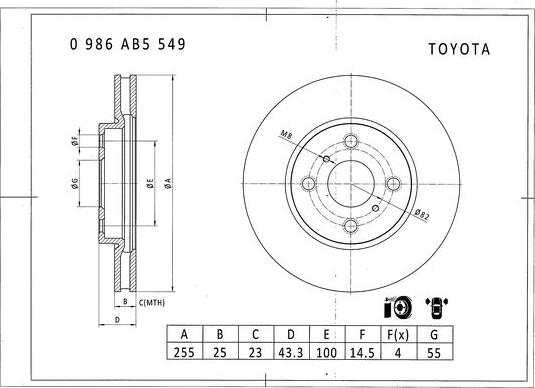 BOSCH 0 986 AB5 549 - Bremžu diski www.autospares.lv