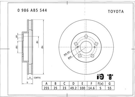 BOSCH 0 986 AB5 544 - Bremžu diski autospares.lv