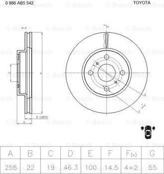 BOSCH 0 986 AB5 542 - Bremžu diski www.autospares.lv