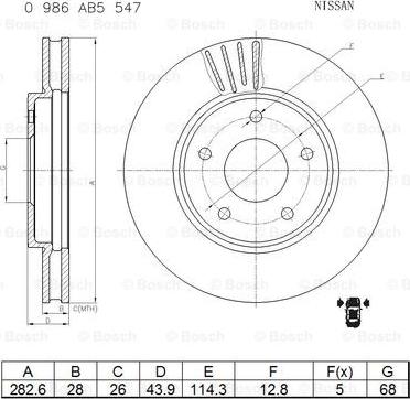 BOSCH 0 986 AB5 547 - Bremžu diski www.autospares.lv