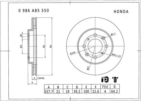 BOSCH 0 986 AB5 550 - Brake Disc www.autospares.lv