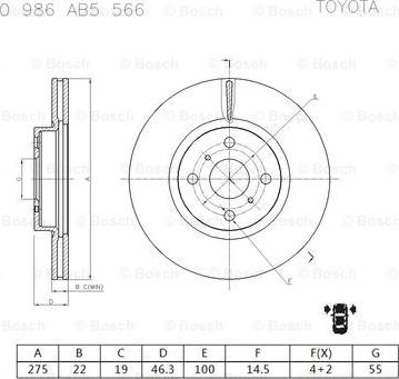 BOSCH 0 986 AB5 566 - Bremžu diski www.autospares.lv