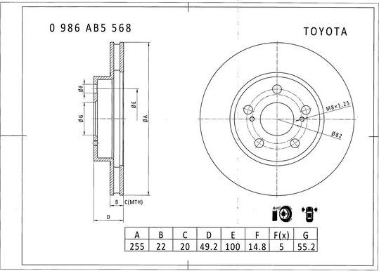 BOSCH 0 986 AB5 568 - Bremžu diski www.autospares.lv