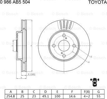 BOSCH 0 986 AB5 504 - Bremžu diski autospares.lv