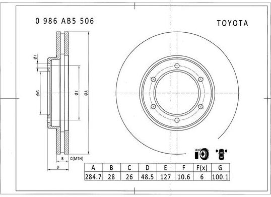 BOSCH 0 986 AB5 506 - Bremžu diski www.autospares.lv