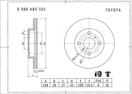 BOSCH 0 986 AB5 501 - Bremžu diski www.autospares.lv