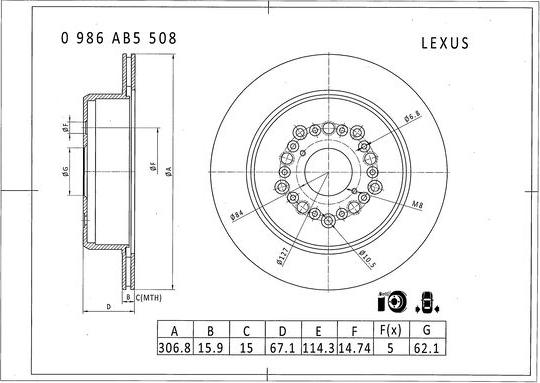 BOSCH 0 986 AB5 508 - Bremžu diski www.autospares.lv