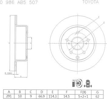 BOSCH 0 986 AB5 507 - Bremžu diski www.autospares.lv