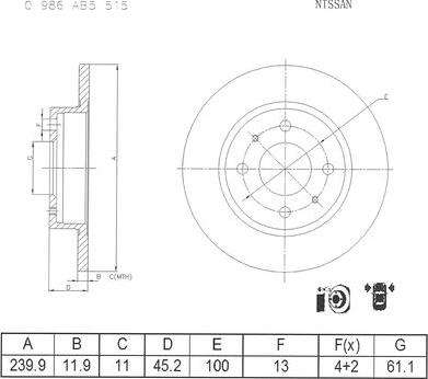 BOSCH 0 986 AB5 515 - Bremžu diski www.autospares.lv