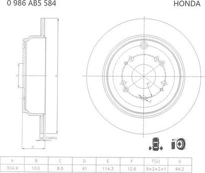 BOSCH 0 986 AB5 584 - Bremžu diski www.autospares.lv