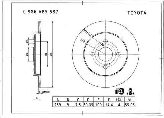 BOSCH 0 986 AB5 587 - Bremžu diski www.autospares.lv