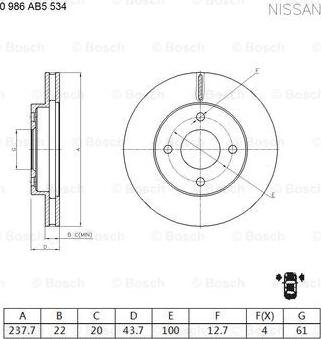 BOSCH 0 986 AB5 534 - Bremžu diski autospares.lv