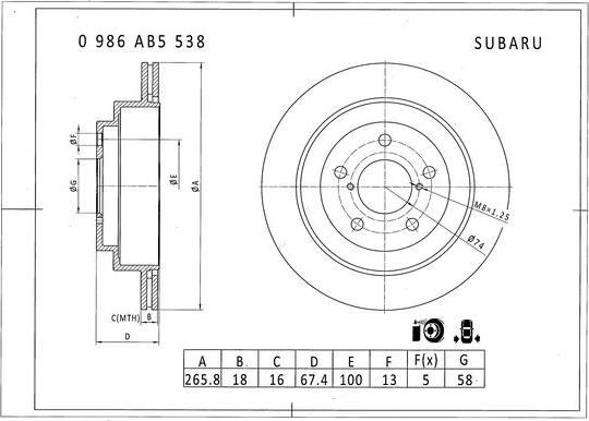 BOSCH 0 986 AB5 538 - Bremžu diski www.autospares.lv