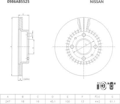 BOSCH 0 986 AB5 525 - Bremžu diski www.autospares.lv