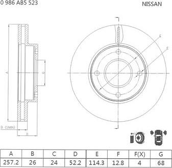 BOSCH 0 986 AB5 523 - Bremžu diski www.autospares.lv