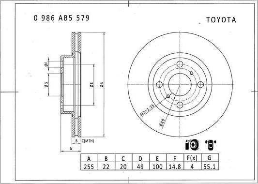 BOSCH 0 986 AB5 579 - Bremžu diski www.autospares.lv