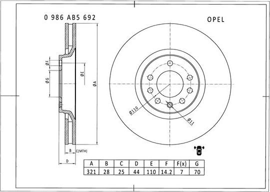 BOSCH 0 986 AB5 692 - Bremžu diski autospares.lv